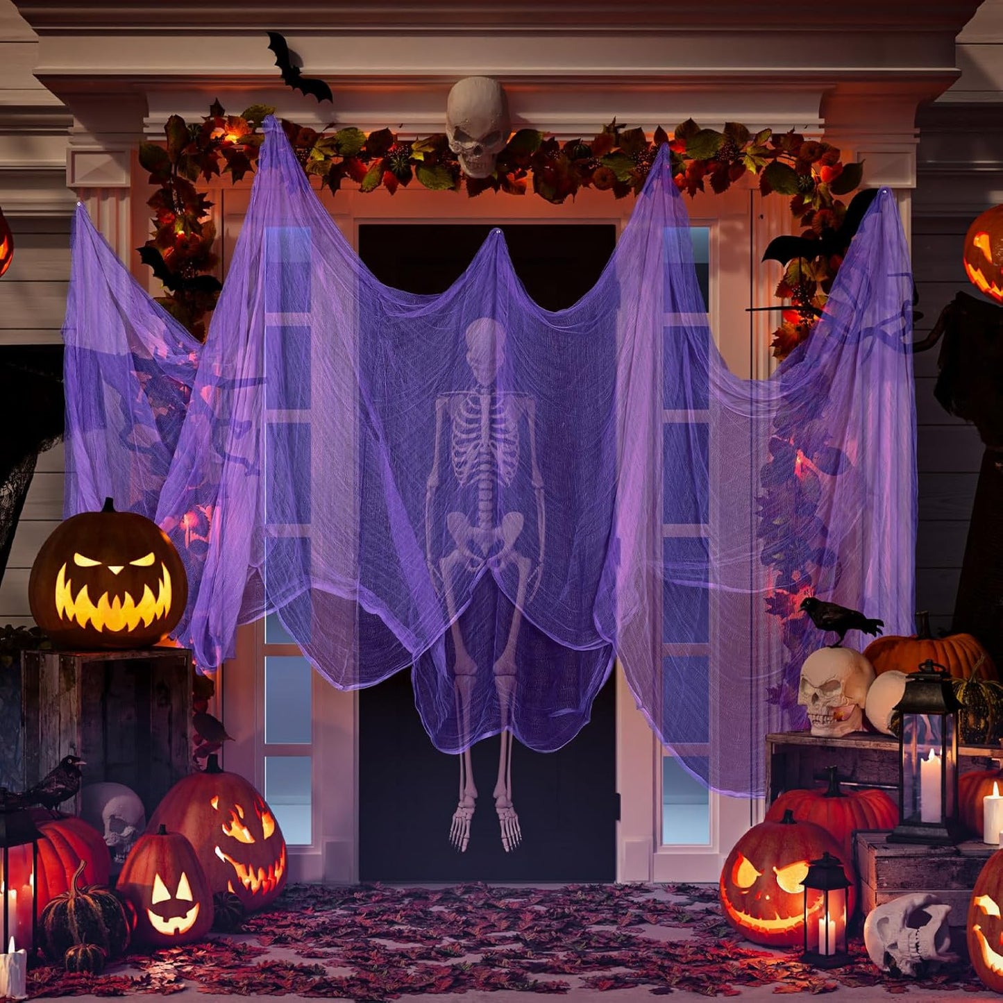 Boao Halloween Cheese cloth 84.65 x 590.55 Inch Purple Cheesecloth Roll for Crafts Large Cotton Muslin Gauze Fabric for Halloween Outdoor & Indoor Spooky Decoration