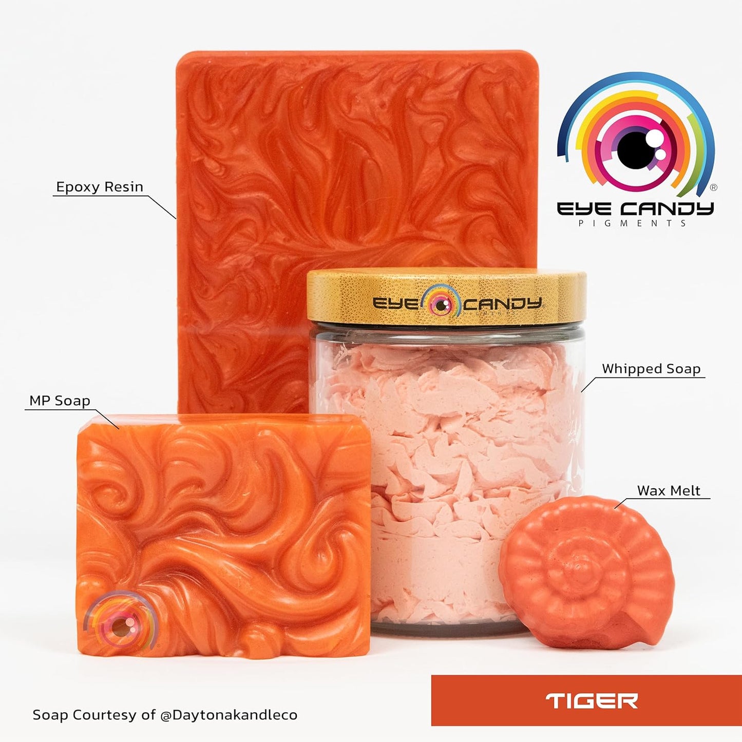 Eye Candy Pigments Premium Orange Mica Powder - Tiger (25gr) - for Epoxy, Resin, Soap, Paint, Woodworking, Acrylic Pouring, Bath Bombs, Fishing Lures - DIY Arts and Crafts Additive