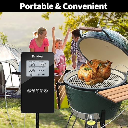 BBQ Temperature Controller, Briidea Automatic Smoker Fan Controller with Dual Probe, Compatible with Big Green Egg, Kamado Joe, Primo, Ceramic Grills, Cypress Grill, Delivers Reliable Heat Control