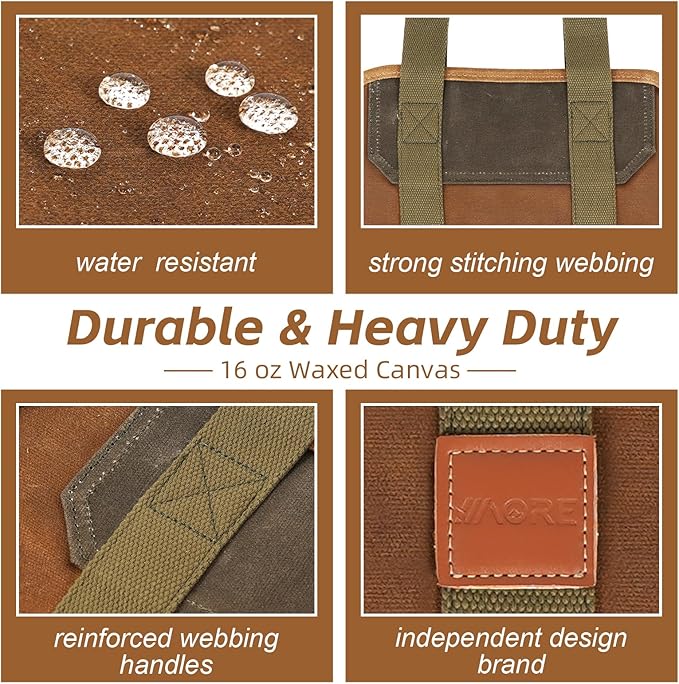 1MORE Firewood Carrier - Wood Carrier for Firewood,Log Carrier for Firewood Tote Bag, 40"X19" Canvas Firewood Carrier, Water Resistant Log Tote Wood Carrying Bag With Handles,Fireplace Tools.Rust