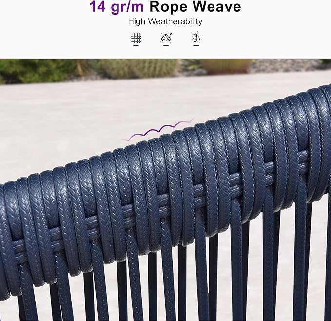 PURPLE LEAF Patio Dining Set for 6 All-Weather Wicker 7 Piece Aluminium Outdoor Table and Chairs Set Included Cushions for Backyard Indoor Decor Kitchen Modern Outdoor Furniture Set Grey and Navy