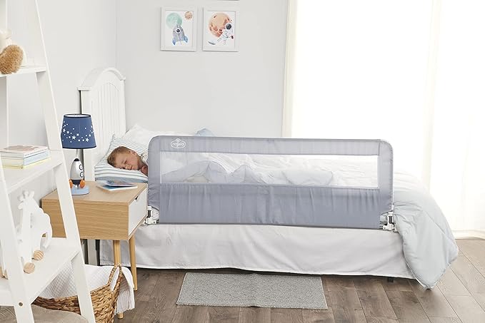 Regalo Hideaway 54-Inch Extra Long Bedrail, with Reinforced Anchor Safety System, Grey