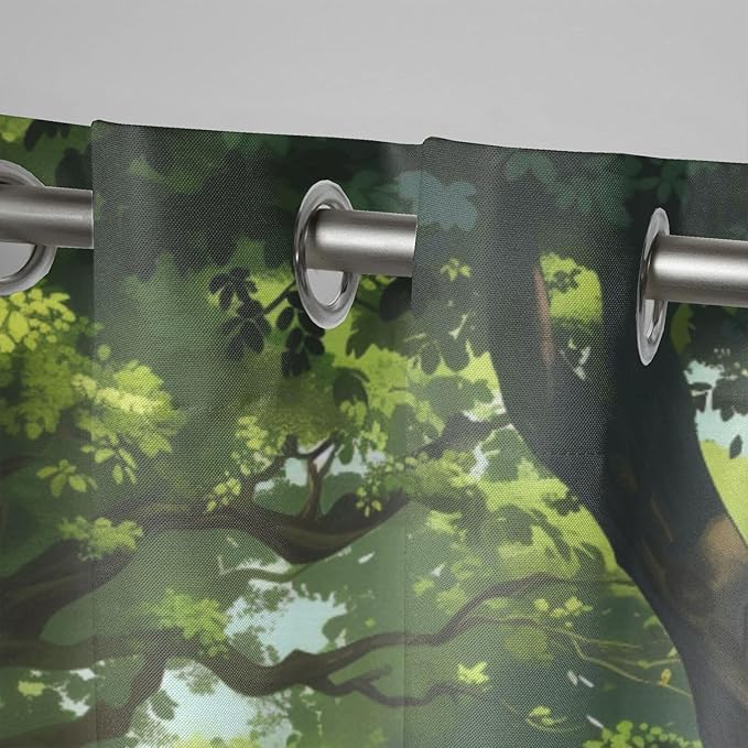 Nature Theme Waterproof Outdoor Curtains for Patio,Forest Pattern,Privacy, Grommet Curtains for Patio, Pergola, Porch, Deck, Lanai, and Cabana,2 Panels,W36 x L84,Green