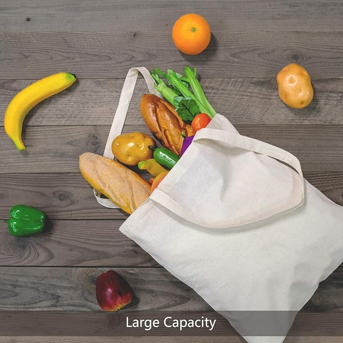 TOPDesign 6 | 12 | 24 | 48 | 192 Pack Economical Cotton Tote Bags, Lightweight Medium Reusable Grocery Shopping Cloth Bags, Suitable for DIY, Advertising, Promotion, Gift, Activity (6-Pack)