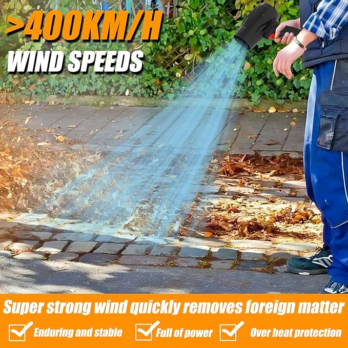 Leaf Blower Cordless with Battery and Charger, 21V Hand Held Blower, Turbo Air Jet Blower, Portable Handheld Leaf Blower with Adjustable Speed for Patio, Lawn Care, Car Snow, Blowing Leaves and Dust
