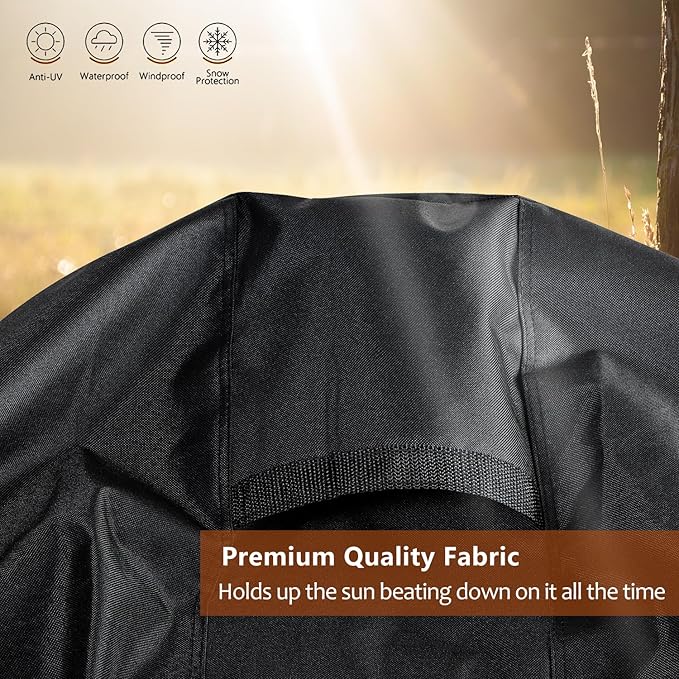 SheeChung Outdoor Fireplace Cover for Fire Sense 01471 Fire Pit,Waterproof Round Grill Cover 30 Inch,Heavy Duty 600D Outside Round Covers for BBQ Grill Smoker,UV Resistant,30"Dx43"H