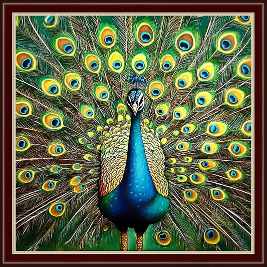 Dimensean Stamped Cross Stitch Kits Full Range of Embroidery Patterns Starter Kits for Beginners Adult or Kids DIY Cross Stitches Needlepoint Kits 11CT-Blue Peacock 18x18 inch