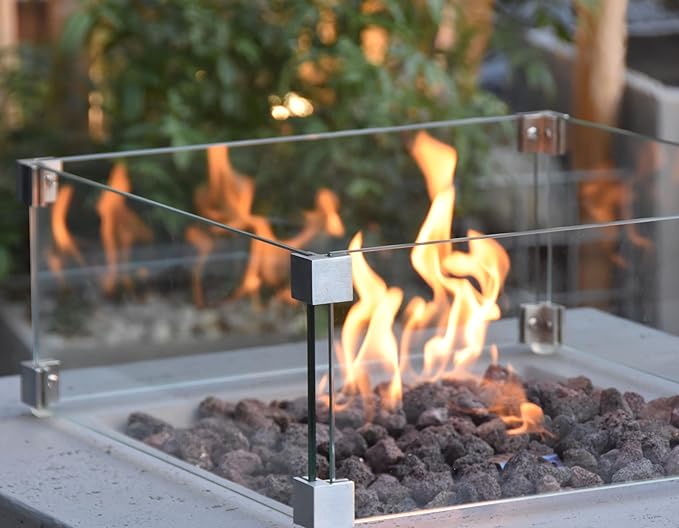 All Fire Table Pit Wind Screens and Stainless Steel Buner Lid from ELEMENTI | ELEMENTI Plus and MODENO (Wind Screens, Square 22" WS - 004)