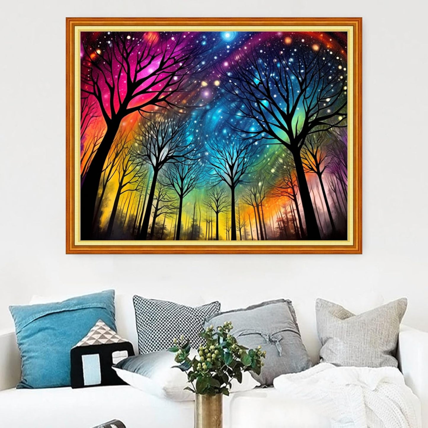 Magxvouy Cross Stitch Kits Stamped Full Range of Embroidery Kits,Cross Stitch Patterns Needlework Kits for Beginners 11CT Printed Kits&Aurora Tree 16x20 inch