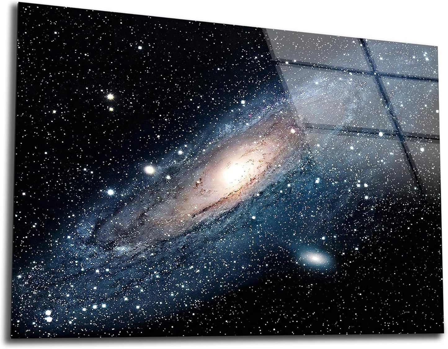 SpiritualHands Andromeda Space Galaxy Glass Wall Art Painting for Living Room, Tempered Glass Modern Prints Decor, Large Vivid Color Panel for Bedroom, Kitchen, or Office
