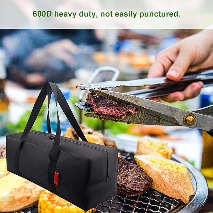 24" Grill Tool Organizer, BBQ Tool Storage Bag - Heavy-Duty Storage Bag Waterproof 600D Oxford, Folding Design Gift for Camping, Tailgates, Outdoor BBQ Parties (24" Lx8 Wx8 H)