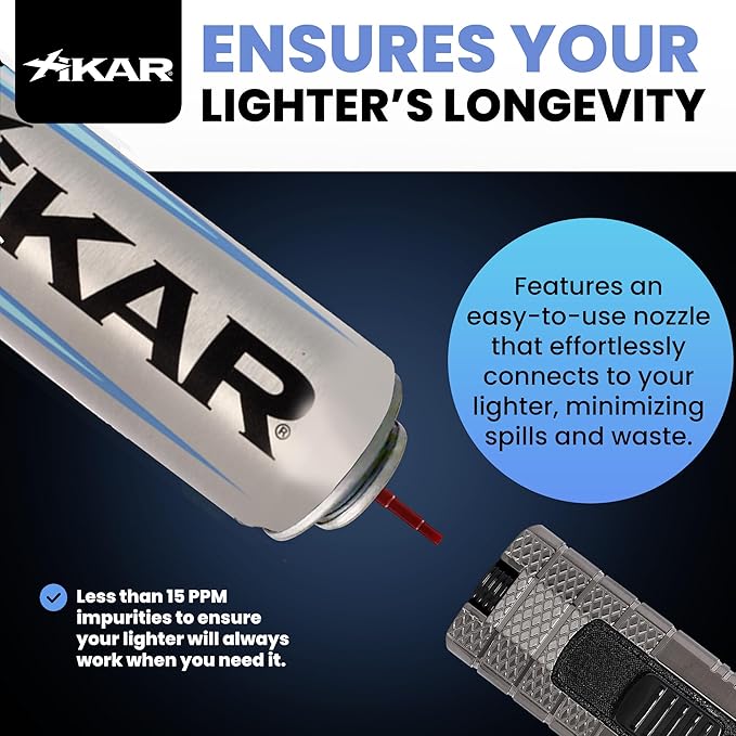 Xikar PUROFINE Premium Butane Fuel Refill with 0 Impurities 1.9oz (100ml) - Premium Quality Fuel for Jet Flame Lighters and Torches - High Altitude Formula