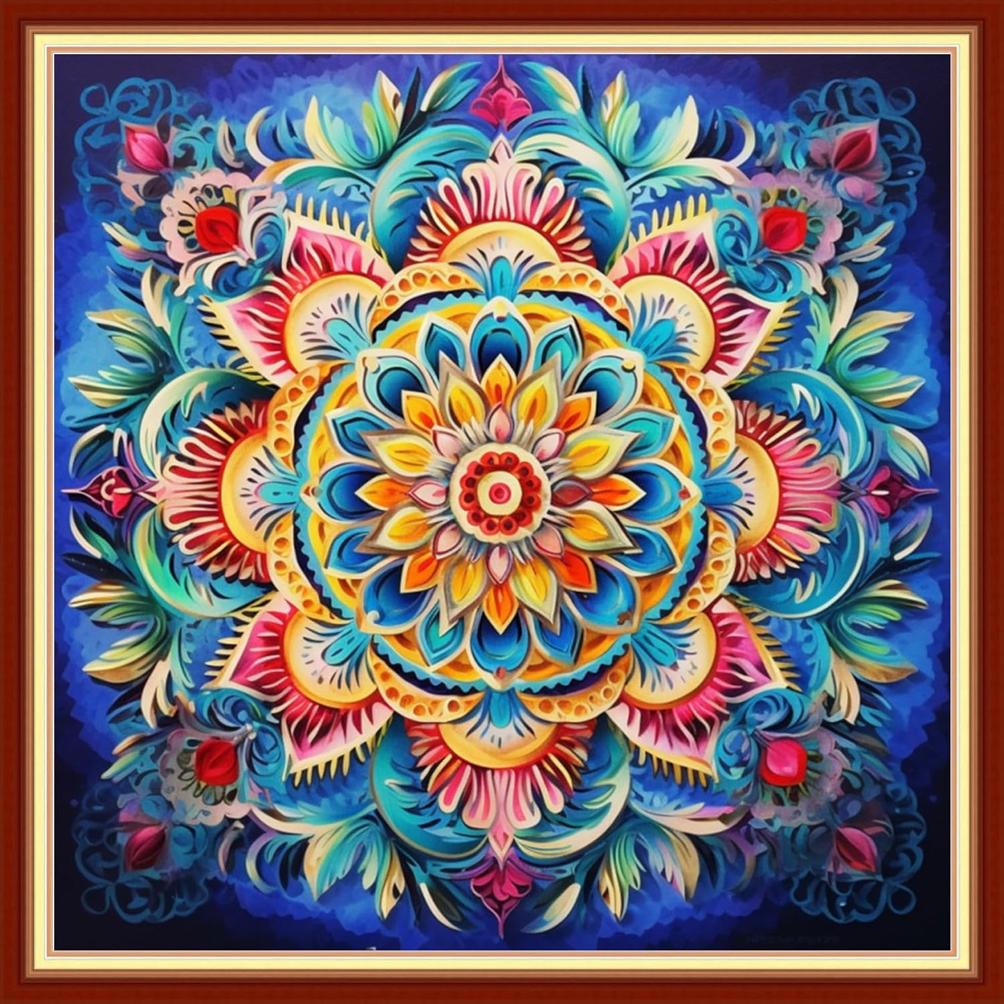 Redxing Stamped Cross Stitch Kits Full Range of Embroidery Starter Kits- Needlepoint Counted Cross Stitch Kits for Beginner Adults 11CT Printed Embroidery Kit-Magic Mandala 18x18 inch