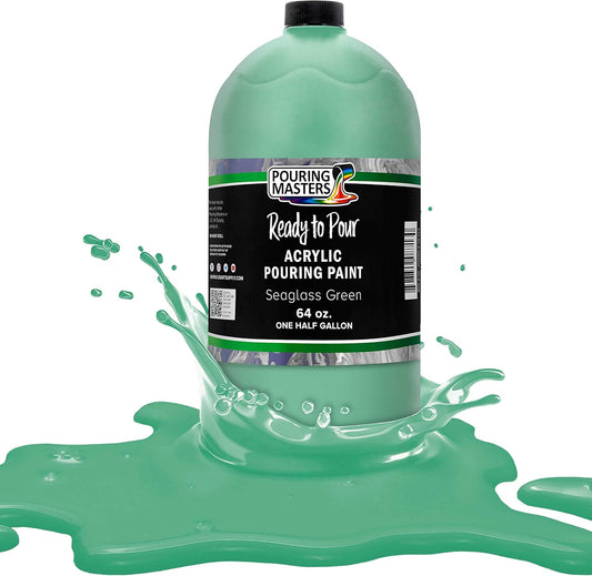 POURING MASTERS Seaglass Green Acrylic Ready to Pour Pouring Paint - Premium 64-Ounce Pre-Mixed Water-Based - for Canvas, Wood, Paper, Crafts, Tile, Rocks and More