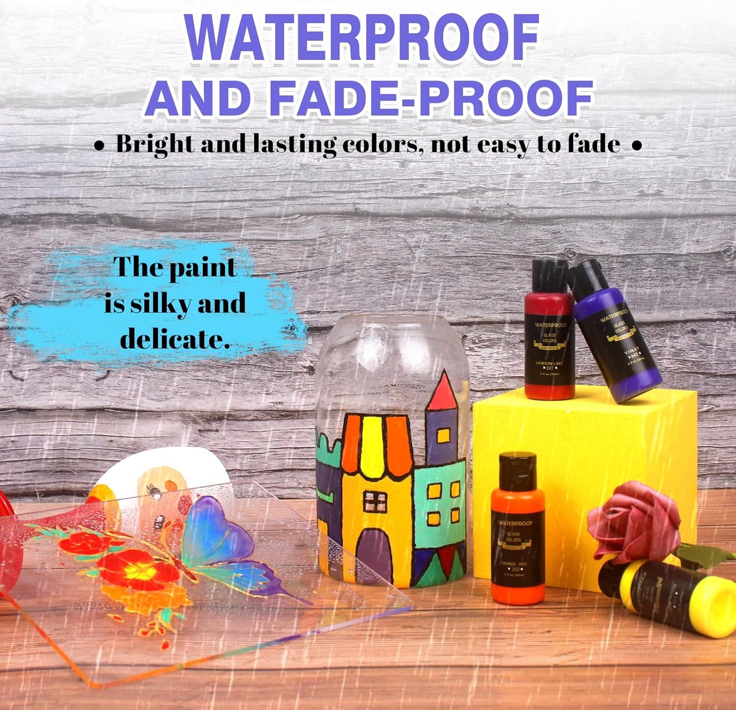 Colorful Kids Acrylic Glass Paint Exquisite Art Kit, Stained Glass Kit, Gift Box Set for DIY Arts and Crafts, Perfect for kids and Beginners, Inspire Imagination and Family Bonding