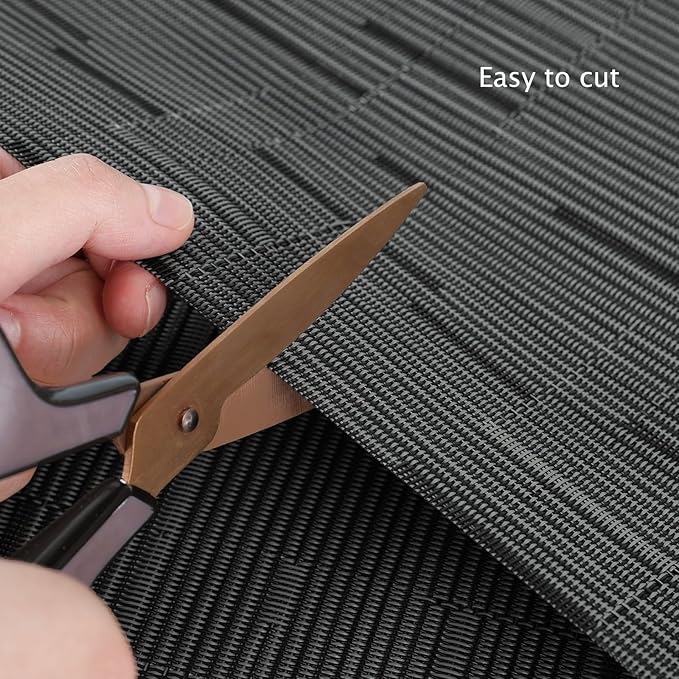 Myir JUN Table Runner, Vinyl Table Runner Indoor 72 Inch Long Arbitrarily Cropped Runner for Table Heatproof for Home Party (Black-Gray, 15 x 72 inch)