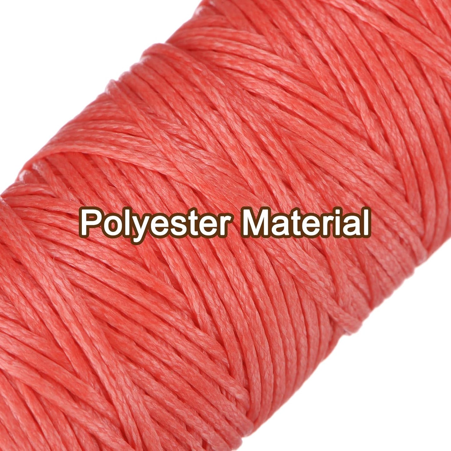 uxcell Leather Sewing Waxed Thread, 55 Yards / 50m 0.8mm 150D Flat Polyester All-Purpose Threads for Leather Crafts, Bookbinding, Dark Pink