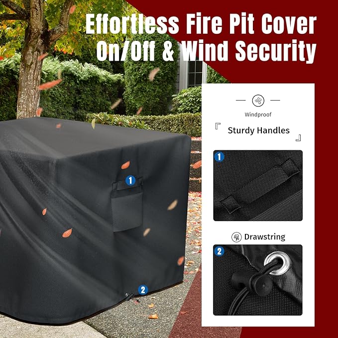 SHINESTAR Square Fire Pit Cover, Fits for 28-32 Inch Fire Pit Table, Waterproof and Windproof, 32 x 32 x 24 Inches, Black