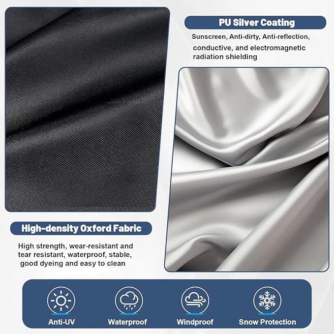 Outdoor Furniture Cover - 100% Waterproof, High Density Oxford, PU Silver Coating, UV Resistant, All-Weather Resistant Patio Table Chair Cover for Round Patio Furniture Set - 62×28 Inch