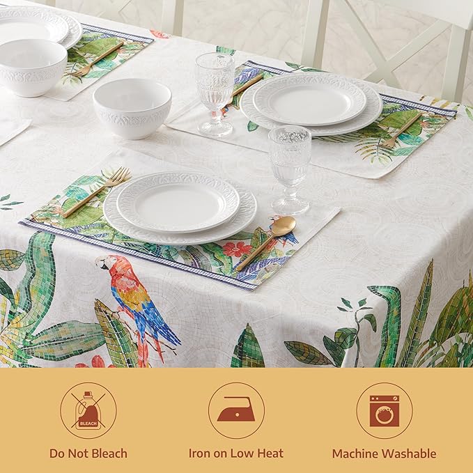 Maison d' Hermine Premium Table Cloth Rectangle Table 100% Combed Cotton 120 x 70 Inches Tablecloth Reusable Decorative for Dining Room, Farmhouse, Home, Party, Festive & Wedding - Mosaic