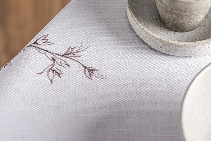 Maison d' Hermine Table Cloth Round Table 100% Cotton 63 Inches Tablecloth Reusable Decorative for Dining Room, Farmhouse, Home, Party, Festive & Wedding Spring Summer - Meadow Florals - Brown