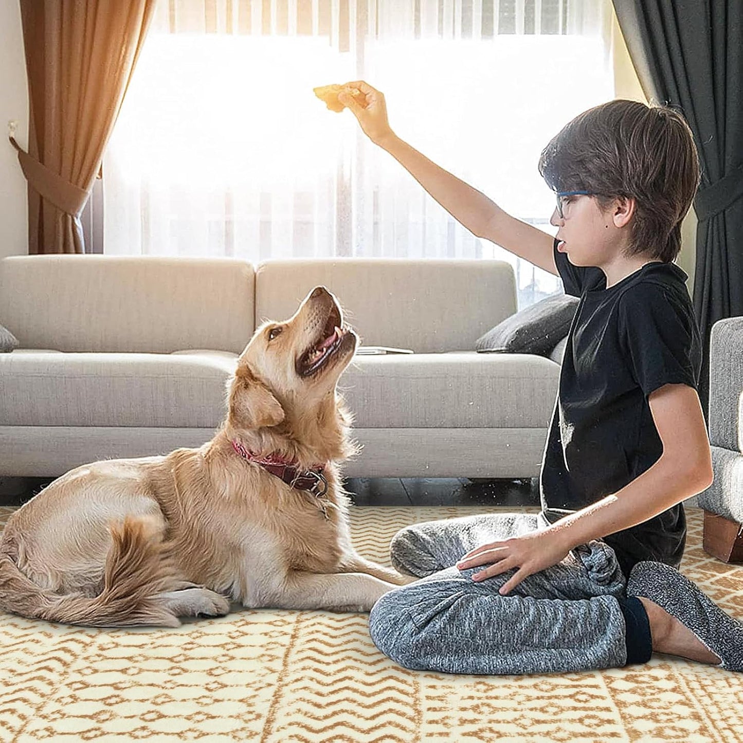 Moroccan Area Rug 3x5, Washable Non Slip Indoor Front Door Rug, Soft Non-Shedding Neutral Rug Carpet for Bedroom Kitchen Nursery Living Room Office Decor