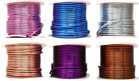 Mandala Crafts 14 Gauge Anodized Aluminum Craft Wire for Jewelry Making – 330 FT Colored Flexible Silver Copper Purple Pink Brown Ice Blue Wire - Bendable for Bonsai Armature Crafting Sculpting