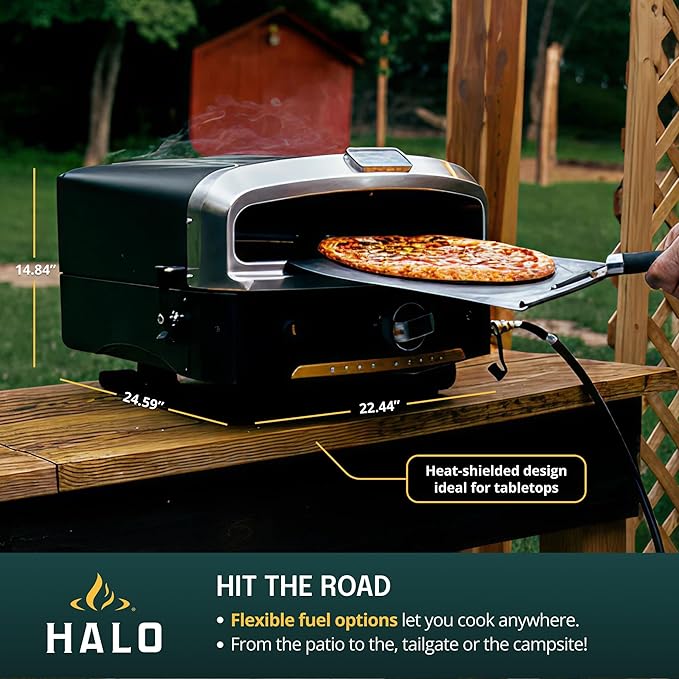 HALO Versa 16 Pizza Oven | 16” Rotating Stone, Patented Dual Burner System, 5-Minute Pizzas, Easy Clean | Propane Powered | HZ-1004-ANA