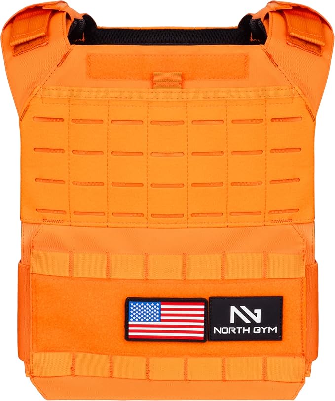 Northgym Adjustable Weighted Vest/Incl. 3D Weight Plates in 14lbs / 20lbs/ 30lbs/ 42.5lbs - Optimized Weight Distribution and with Curved Plates for Running, Functional Training and Working Out