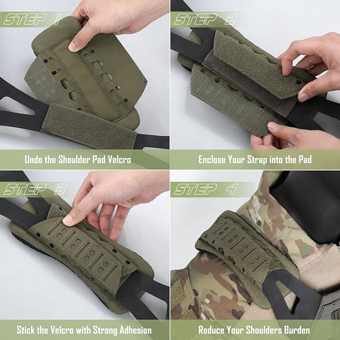 WYNEX Shoulder Strap Pad for Vest Carrier, 2 Pack Tactical Plate Shoulder Pads Strap Cushion Vest Accessories Shoulder Pads Soft Mesh Pads with Tactical Gear for Men