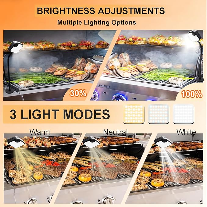 Rechargeable BBQ Grill Lights for Outdoor Grill, Magnetic Grill Lights for Outdoor Barbeque (BBQ Grilling Gifts)
