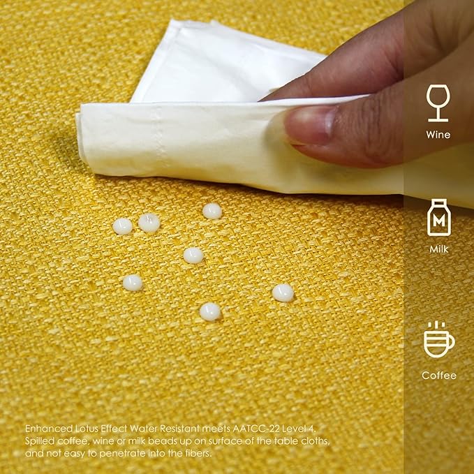 BALCONY & FALCON Rectangle Tablecloth Washable Wrinkle Resistant and Water Proof Table Cloth Decorative Linen Fabric Tablecloths for Dining Parties Kitchen Wedding and Outdoor Use (Yellow, 57x85)
