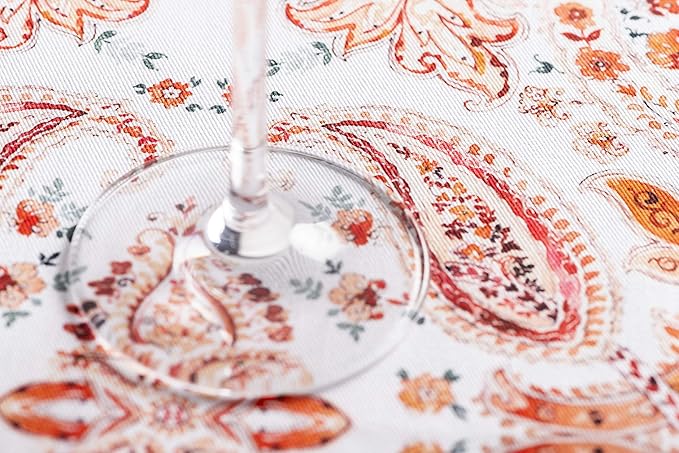 Maison d' Hermine Table Cloth Round Table 100% Cotton 69 Inches Fall Tablecloth Reusable Everyday Use for Thanksgiving Christmas Decorations Dining Farmhouse Party (Orient)