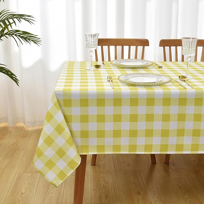 Waterproof Checkered Tablecloth Fabric - Rectangle 58x84 Inch Classic Gingham Buffalo Plaid Table Cloth for Indoor/Outdoor Use - Washable Table Cover for Kitchen, BBQs, and Parties