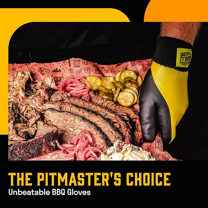 Hey Grill Hey Pitmaster Gloves | BBQ Gloves | Heat Protection up to 500°F or 260°C | High Temp Resistance | Fireproof Glove for Grilling Smoking Barbecue | Washable Mitts | Waterproof | Size - Small