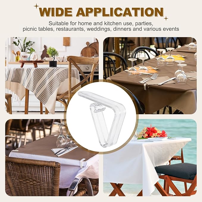uxcell 32 Pack Plastic Tablecloth Clips, Table Cloth Cover Clamps Windproof Holder Clips 2.17" x 1.69" for Home Party Picnic Wedding Camping Dining Tables, Clear