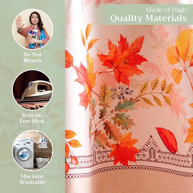 Maison d' Hermine Table Cloth Round Table 100% Cotton 69 Inches Fall Tablecloth Reusable Everyday Use for Thanksgiving Christmas Decorations Dining Farmhouse Party (Amarante)