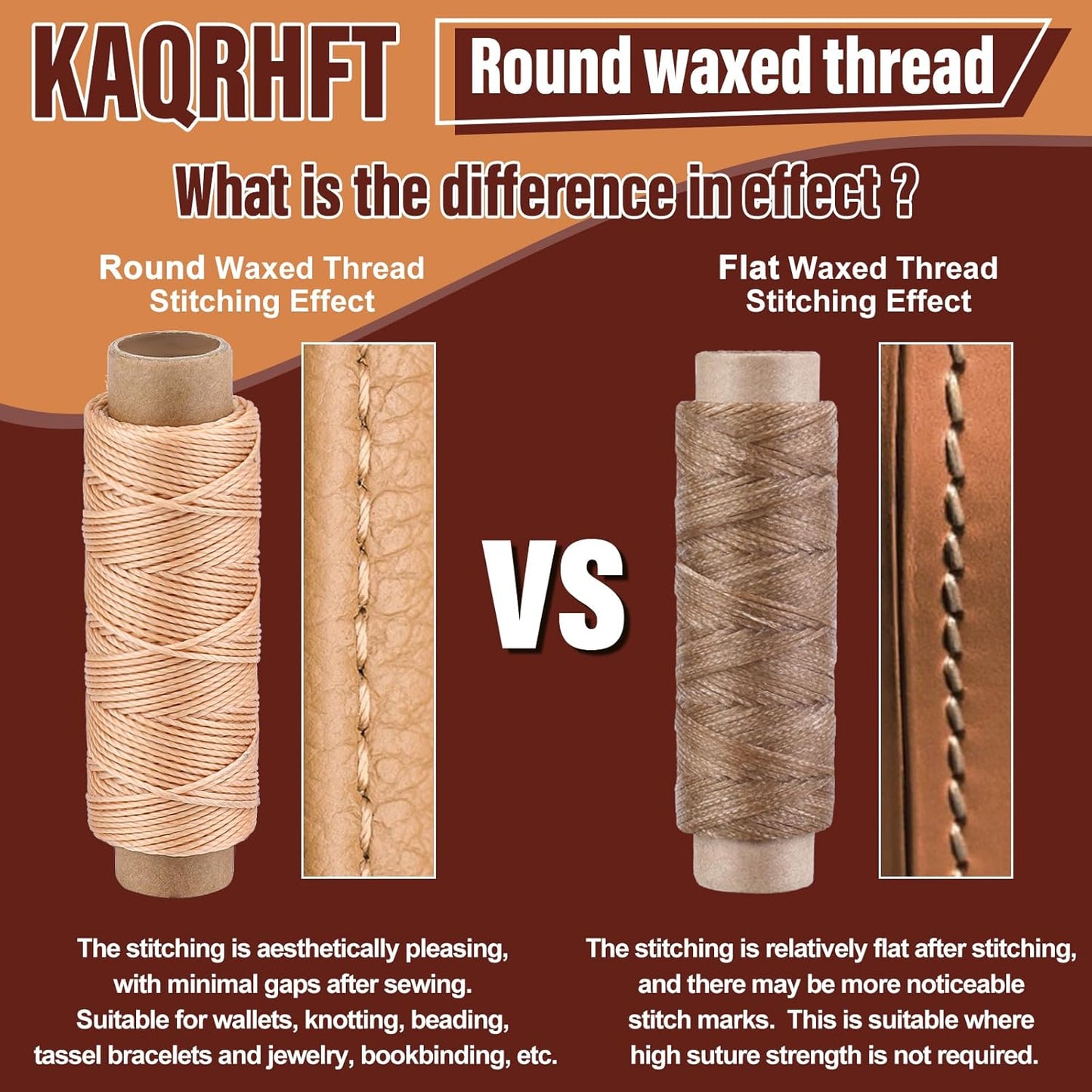 0.55 mm Round Waxed Thread, 14 Colors 76 Yards Spool Wax Coated String, Leather Sewing Waxed Thread for Sewing, Stitching, Beading, Bookbinding, Bracelet, Braiding