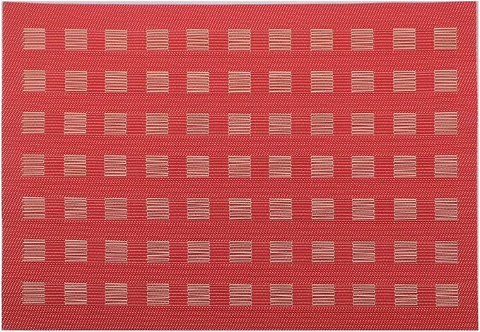 Gugrida Placemats, Placemats PVC Table Mats Woven Vinyl Placemats, Set of 6 (Red)