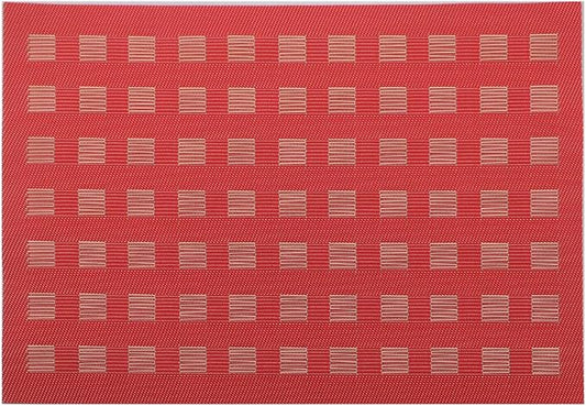 Gugrida Placemats, Placemats PVC Table Mats Woven Vinyl Placemats, Set of 6 (Red)