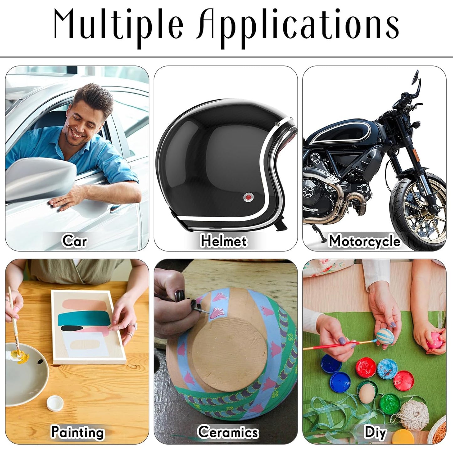 Xuniea 5 Rolls of Vinyl Tape Masking Tape Automotive Car Auto Paint for Curves, High Temperature Vinyl Low Tack(White,1/16, 1/8,1/4, 1/2, 3/4 Inch)