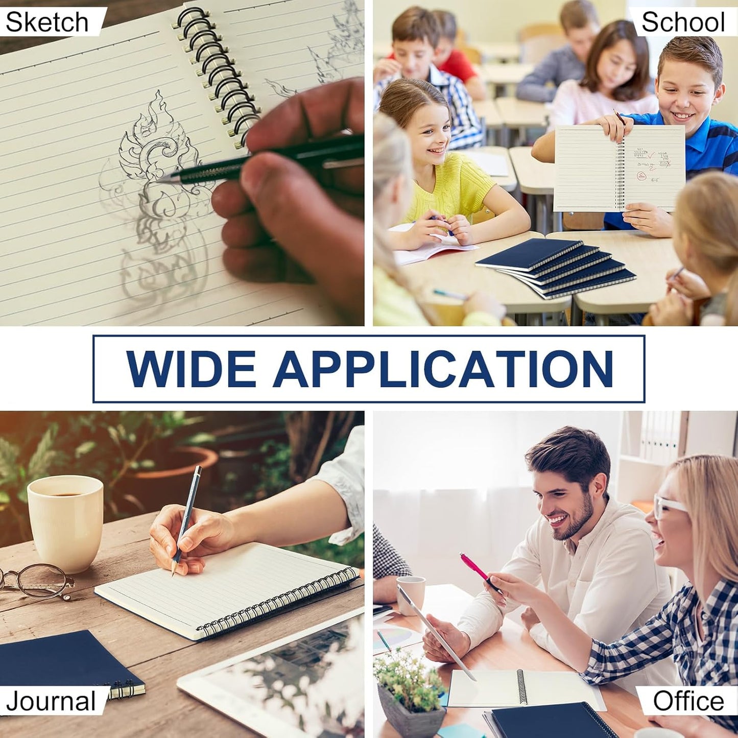 Yahenda 2 Pcs Spiral Notebook Bulk A5 Journal Lined 8.3'' x 5.5'' Writing Composition Paper Small Notepad Subject Notebook for Students Office Business Back to School Supplies (Deep Blue)