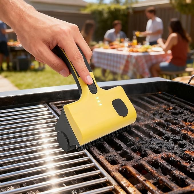 Cordless Electric Grill Cleaning Brush, Outdoor Grill Cleaner with Water Spray, Speed Adjustment Battery Operated Grill Brush, Power Grill Grate Cleaner for BBQ, Floors and Kitchen