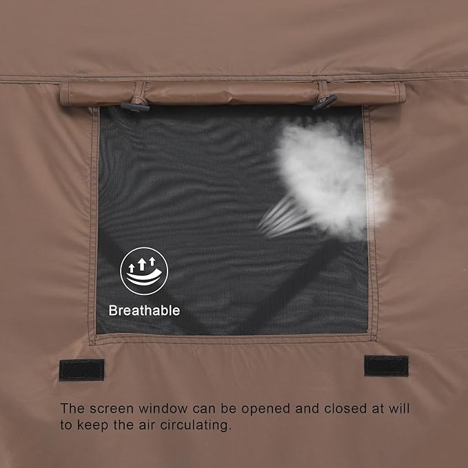 MASTERCANOPY Wind Screen Side Panel with Window for 10x10 Escape Screen Shelter Canopy Tent - Weatherproof, UV Resistant Sun Shade Attachment Accessory (Coffee Brown, 1 Pack)