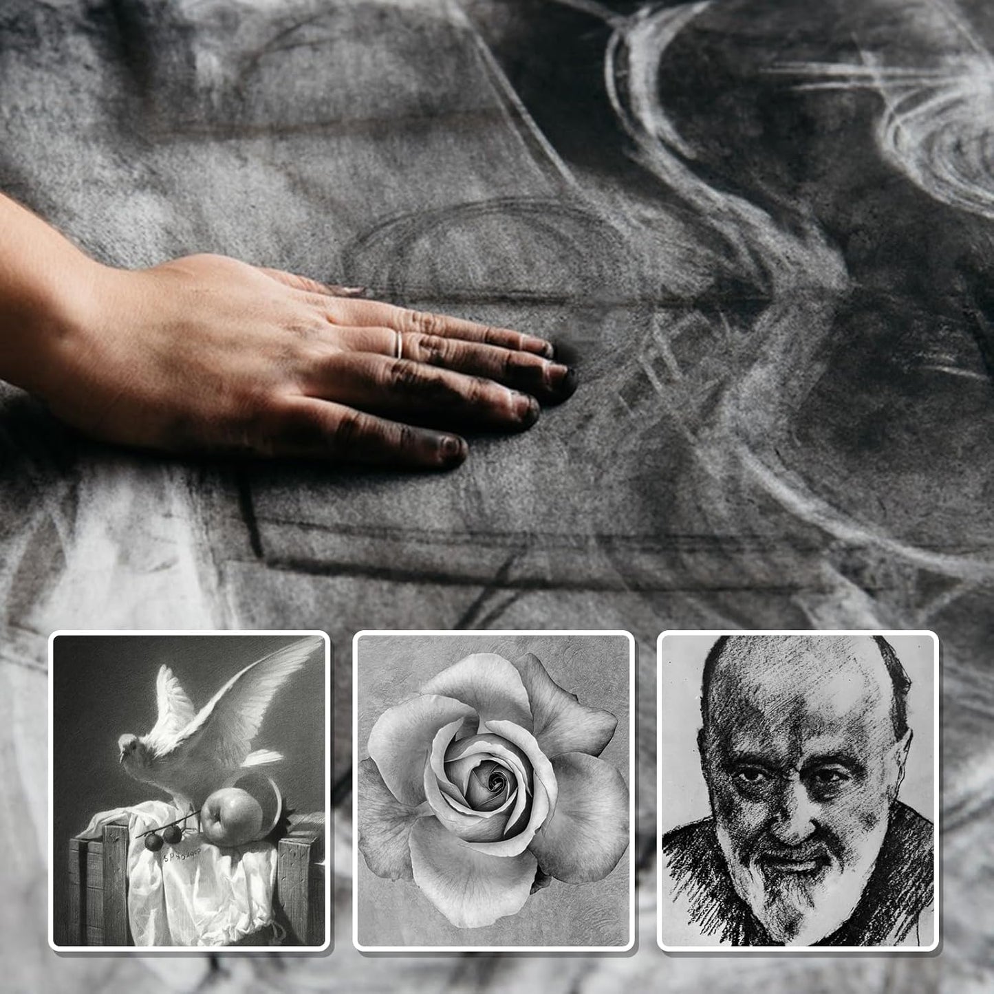 Premium Charcoal Powder for Drawing and Art, Drawing Charcoal for Sketching, Shading, Blending with Beginners & Pro Artists - 4 Ounces