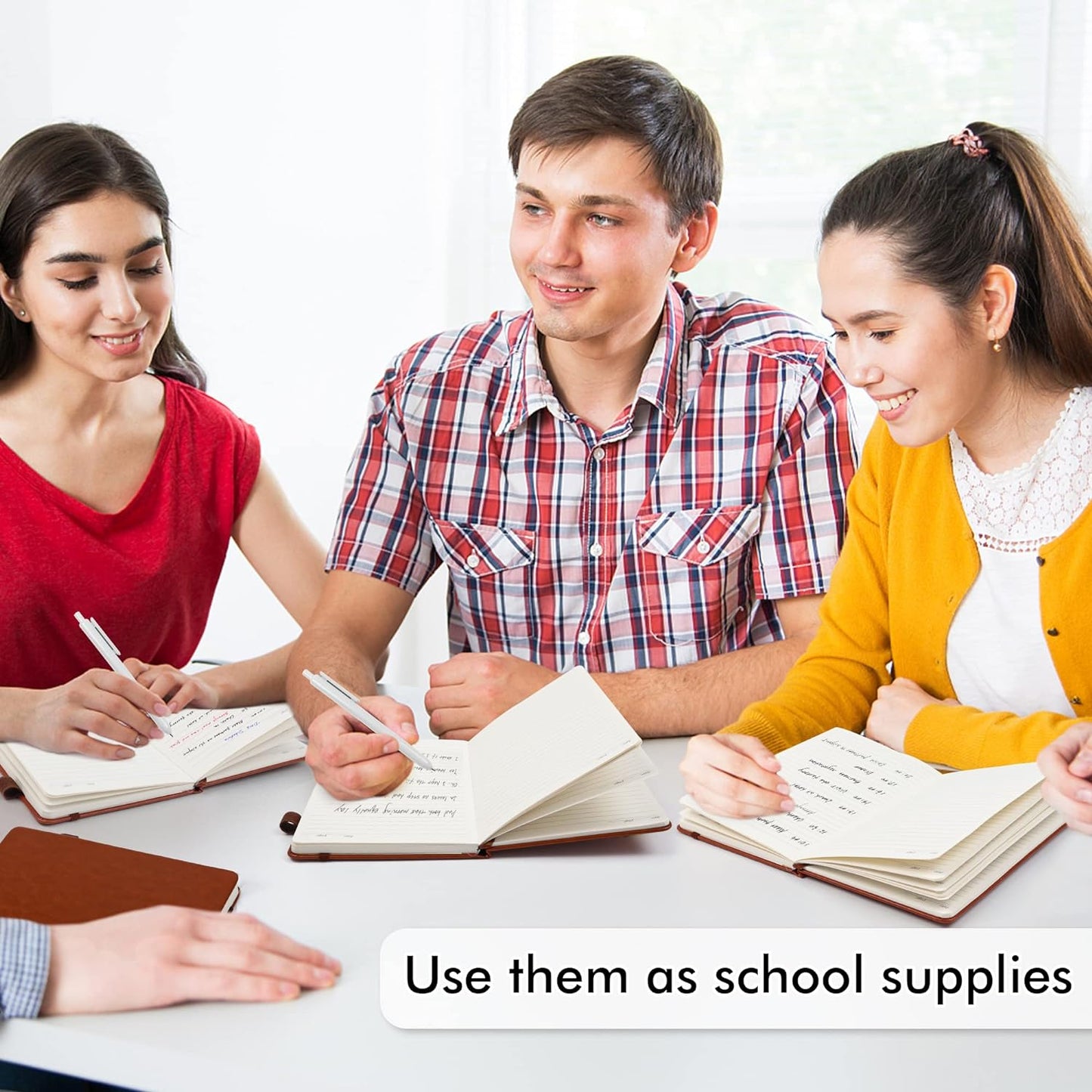 feela 24 Pack Journal Notebook for Work, Business Notebook Bulk Hardcover Lined Writing Journal with Pen Holder for Men Women Note Taking, with 24 Black Pens, 120 GSM, 5.1”x8.3”, A5, Brown