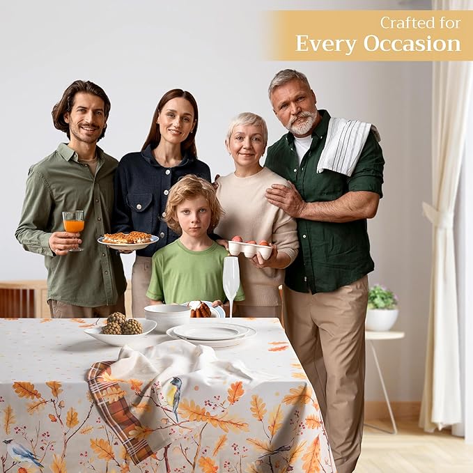 Maison d' Hermine Table Cloth Rectangle Table 100% Cotton 54 x 72 Inches Fall Tablecloth Reusable Everyday Use for Thanksgiving Christmas Decorations Dining Farmhouse Party (Oak Leaves)