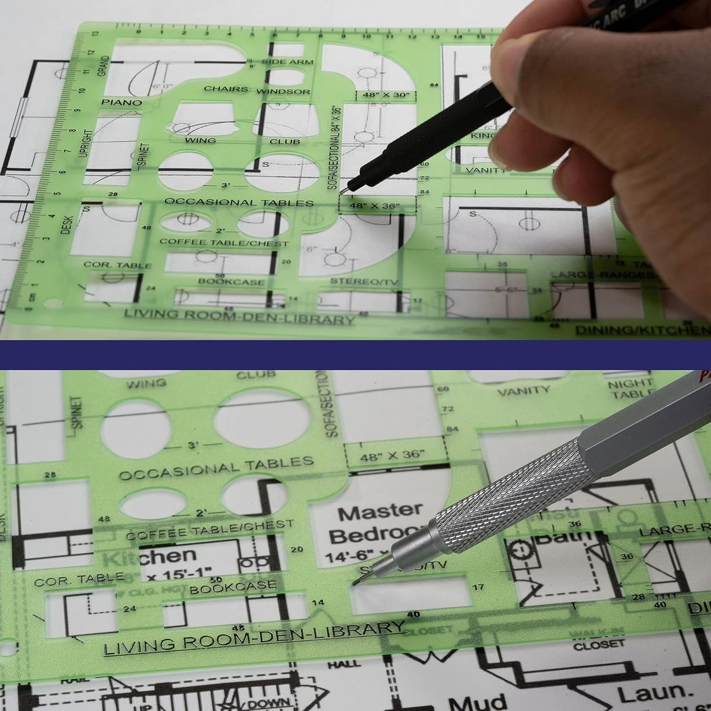 Pacific Arc House Furnishing Template Guide, with Beds, Tables, Couches, Chairs, and Other Furnishings