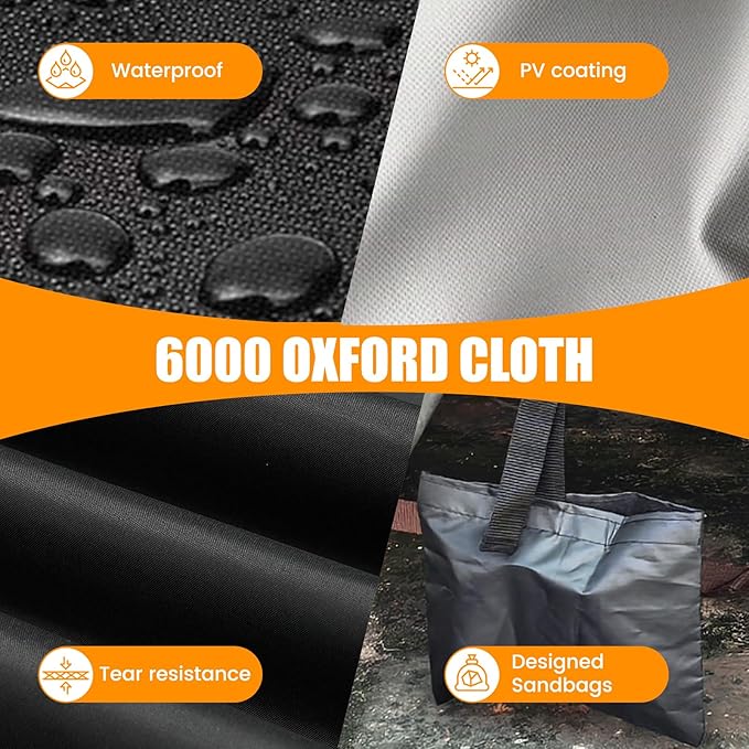 Outdoor Round Fire Pit Cover 51x9.5" Waterproof Tear-Resistant 600D Oxford PU Coated for 48–50" Built-In or In-Ground Stone Fire Pits, Heavy Duty All-Season Protection for Outdoor Fireplaces
