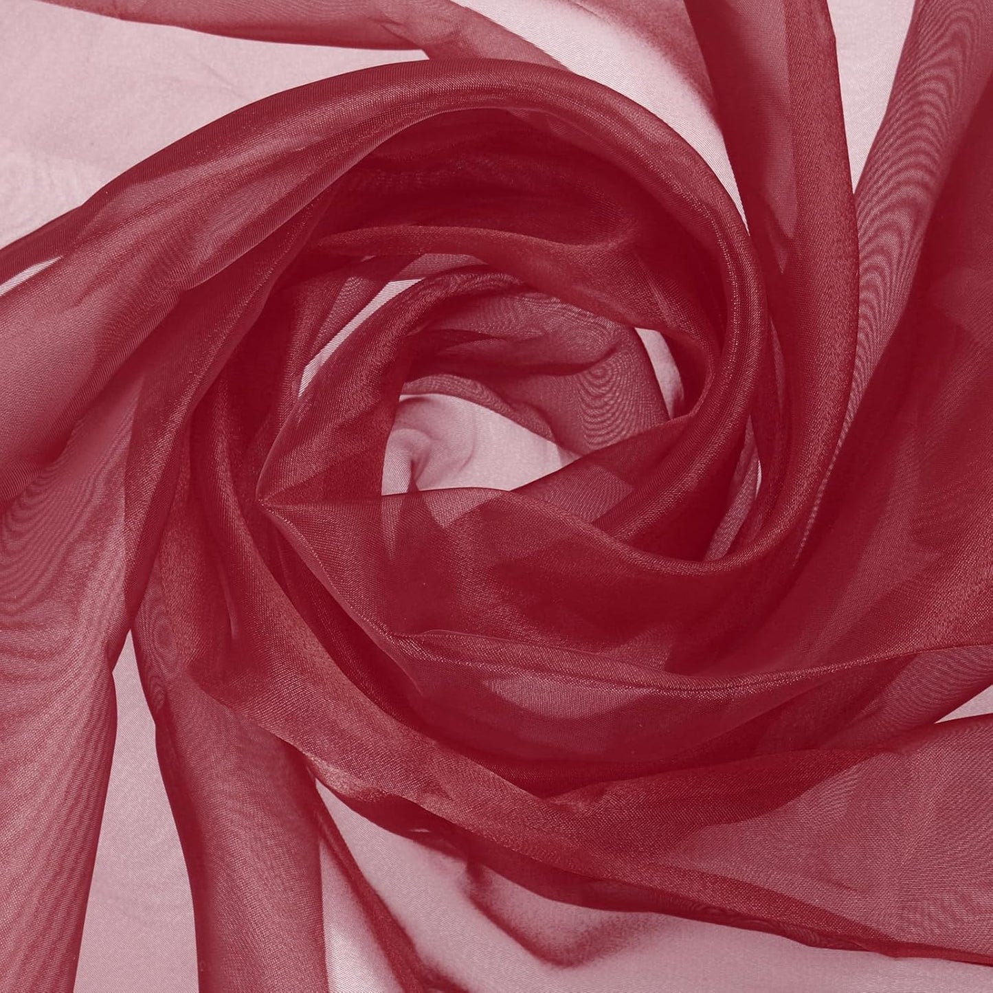 MECCANIXITY Iridescent Sheer Organza Fabric, 10 Yards x 59 Inches Solid Holographic Shiny Fabric Organza Cloth for Wedding, Curtains, Costume, Photo Background, Jujube Red